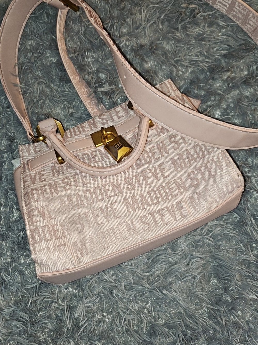 Steve Madden Pale Pink Signature Mini Satchel with Gold Lock